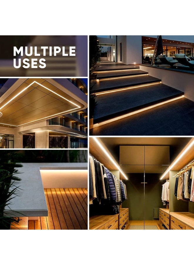 LED Neon Rope Light 50 متر إضاءة بيضاء دافئة، شريط نيون مرن قابل للقص AC 220-240V، مقاوم للماء للاستخدام الخارجي مع قابس طاقة 220 فولت - Image 4
